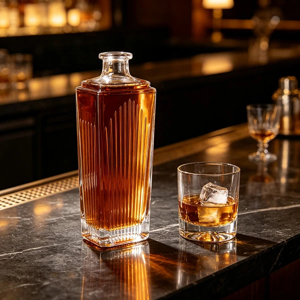 Premium whisky bottle in a bar setting Premium whisky bottle in a bar setting